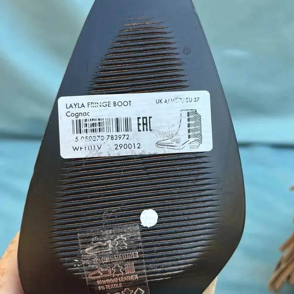 New- ALLSAINTS Lenora Suede Boots Cognac Sand Tan Brown Ankle Leather 37 EU/7 US - Picture 6 of 8